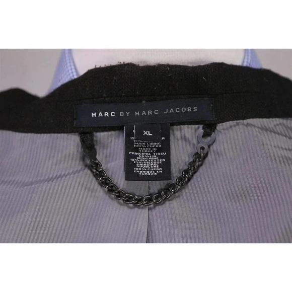Marc by Marc Jacobs Brown/Black Herringbone Wool-Linen 2Btn Blazer Jacket XL 42L - Picture 9 of 10